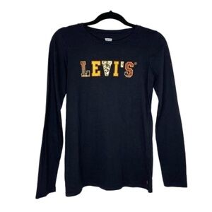 NWOT LEVI'S T-Shirt Long Sleeve Crew Neck 100% Cotton Graphic Design Girl's XL